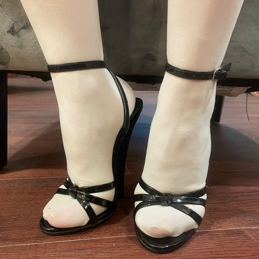 NIB PLEASER Black Ankle Strap High Heel Sandals